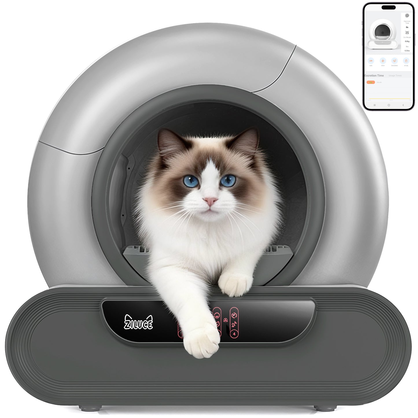 Ziluce Automatic Cat Litter Box – Odor-Free, 65L