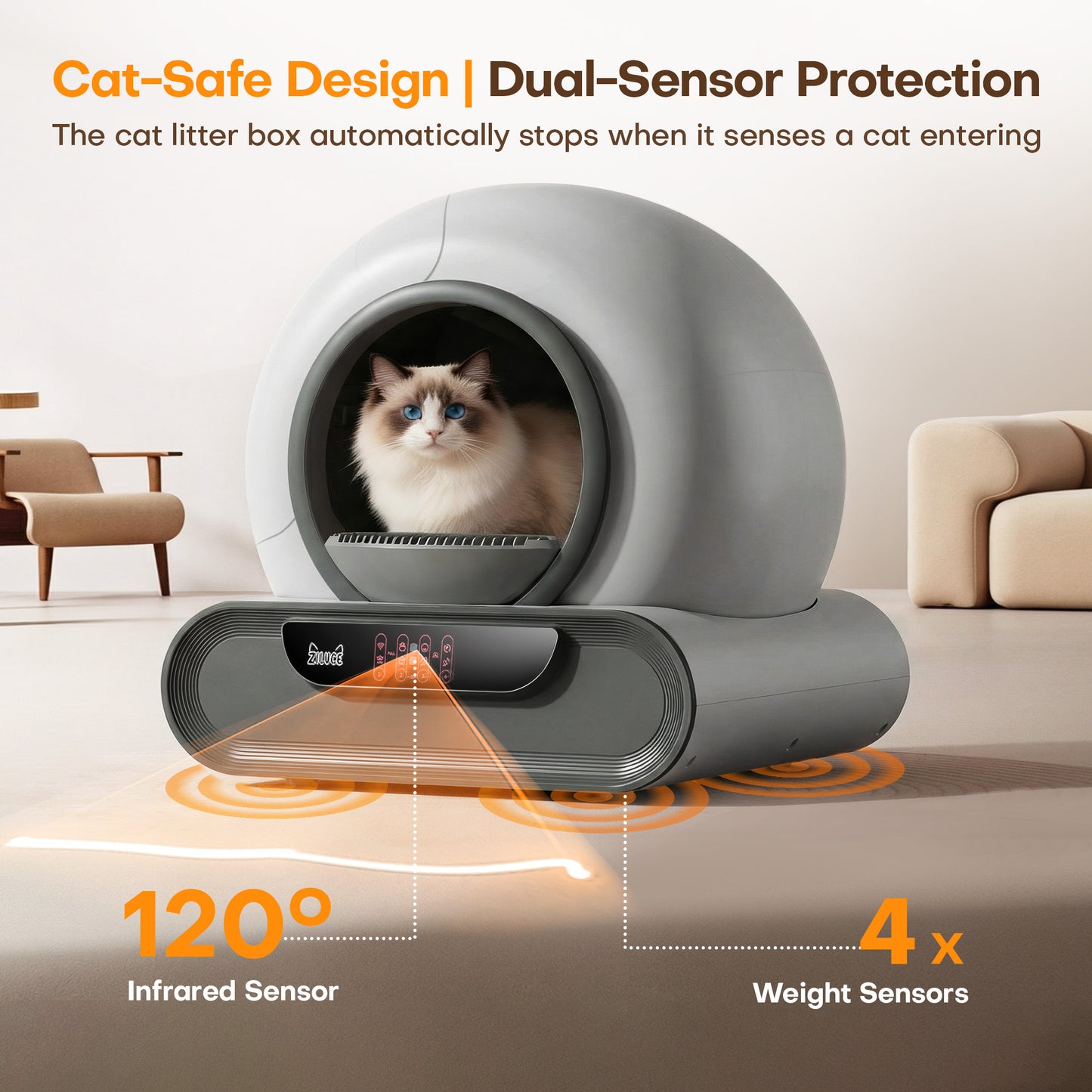 Ziluce Automatic Cat Litter Box – Odor-Free, 65L