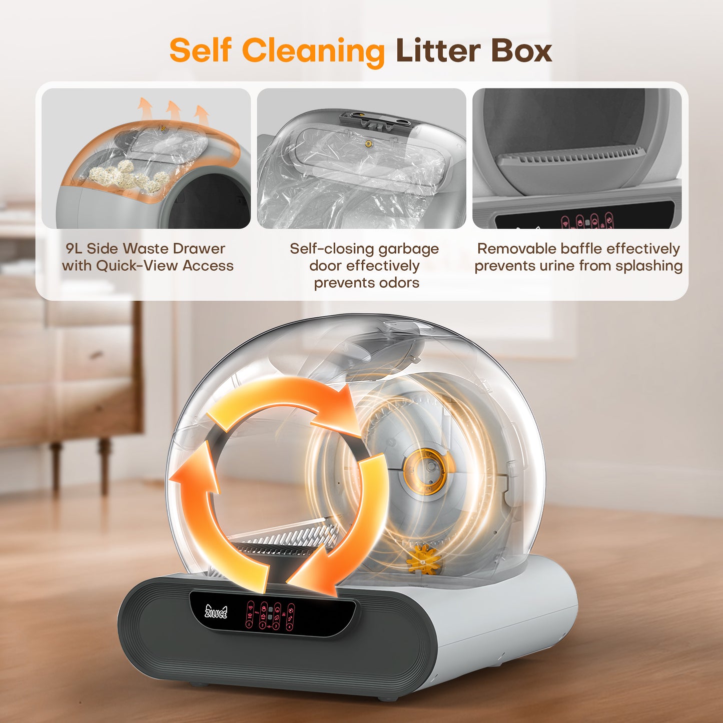 Ziluce Automatic Cat Litter Box – Odor-Free, 65L
