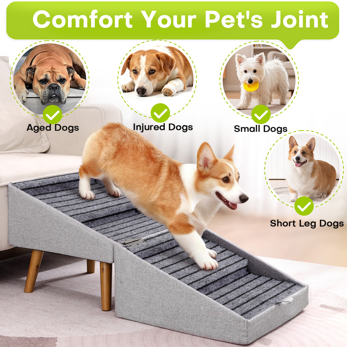 Ziluce 17’’ Dog Ramp Stairs for Couch – Comfort & Joint Care