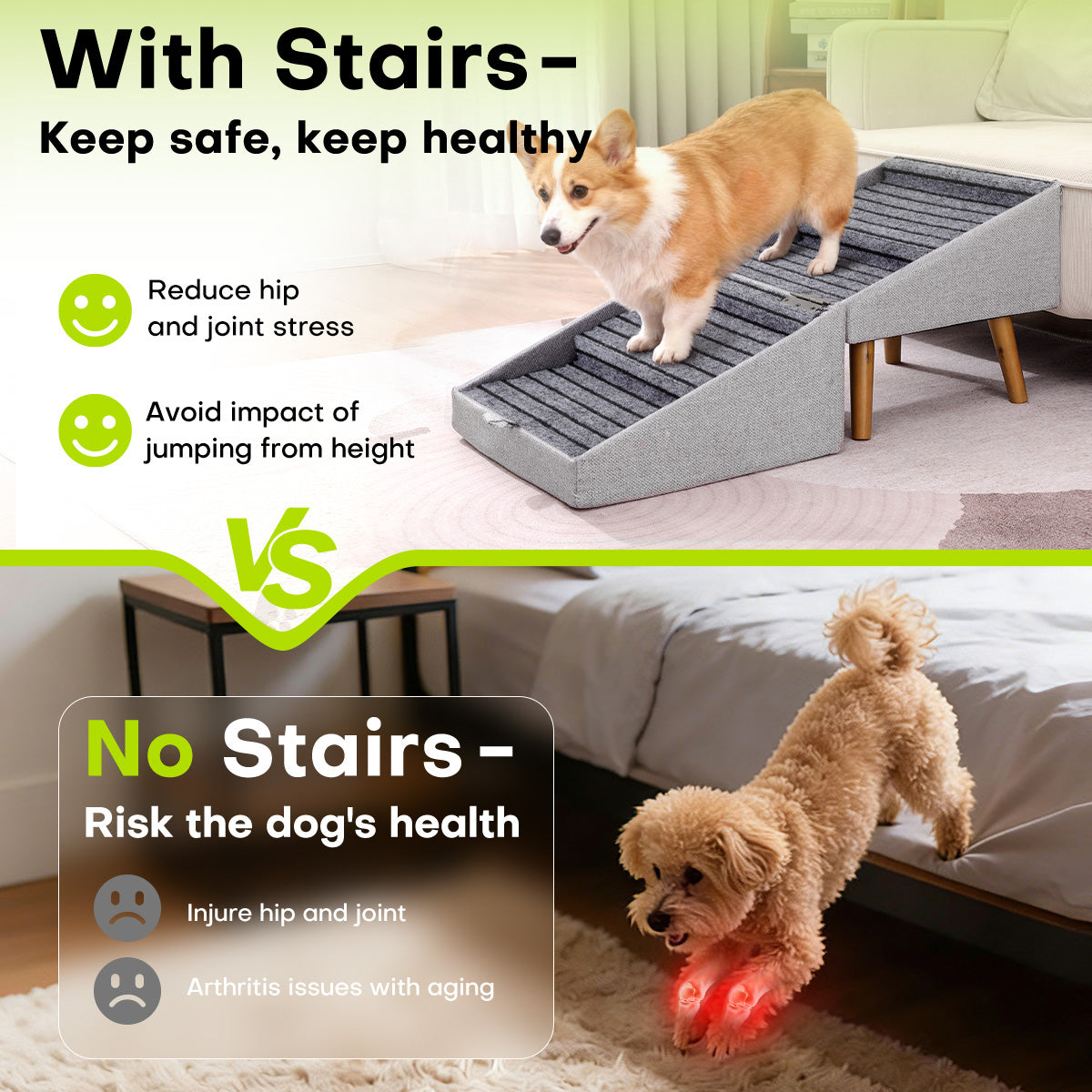 Ziluce 17’’ Dog Ramp Stairs for Couch – Comfort & Joint Care