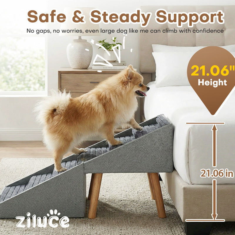 Ziluce 21’’ Dog Ramp Stairs – 6 Steps for Bed